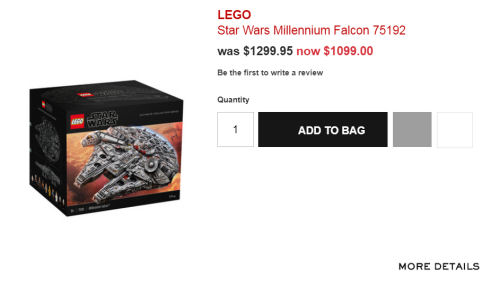 myer lego millennium falcon