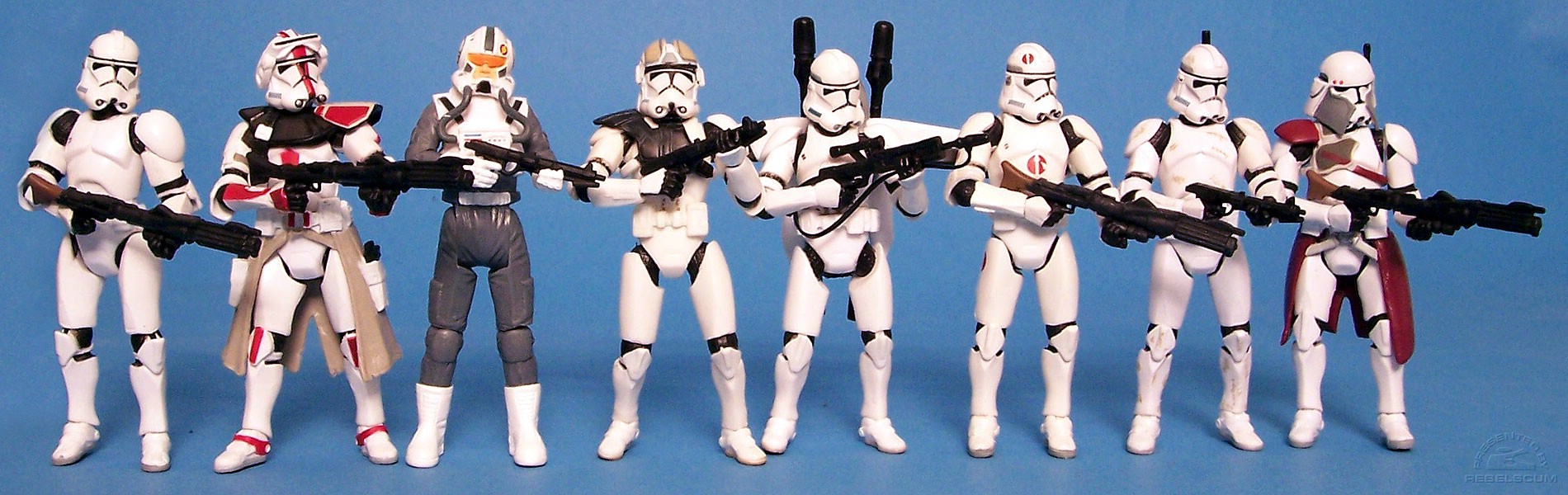 ROTS Clones: Clone Trooper (06) | Clone Commander (33) | Clone Pilot (34) | AT-TE Tank Gunner (38) | Clone Trooper (Deluxe Jetpack) | Clone Trooper (Target) | Clone Trooper (41) | Commander Bacara (49)