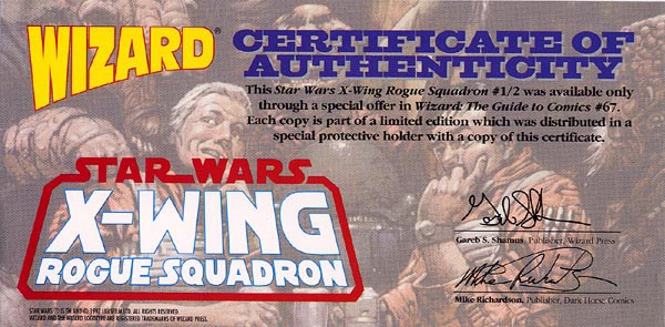 X-Wing Rogue Squadron 1/2 Certificate of Authenticity
