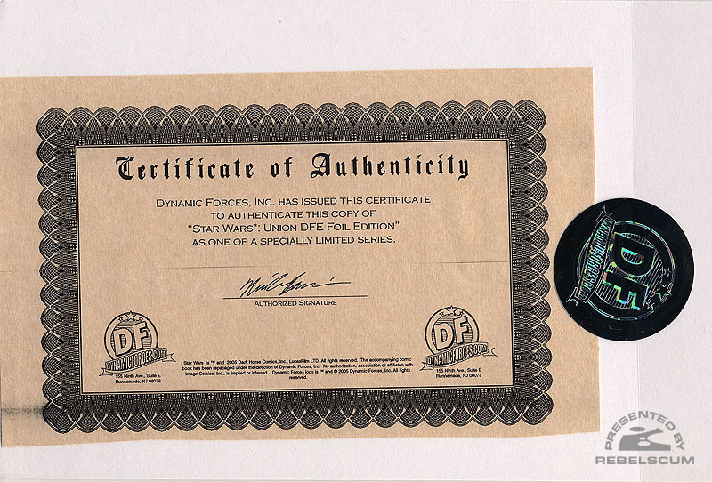 Union 1 (Certificate of Authenticity)