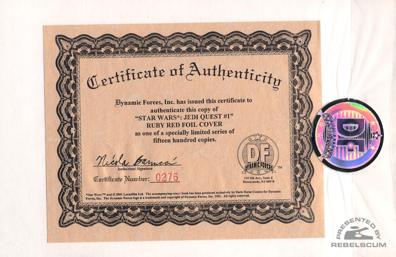 Jedi Quest #1 (Certificate of Authenticity)