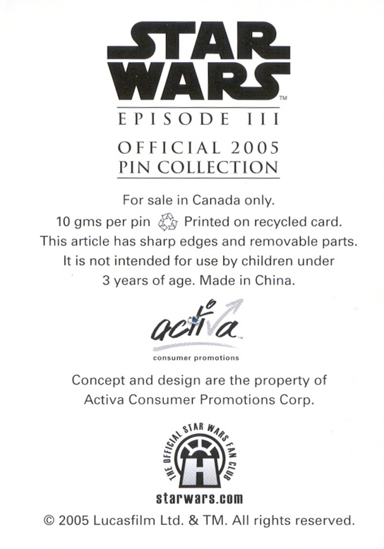 Darth Vader Pin card back