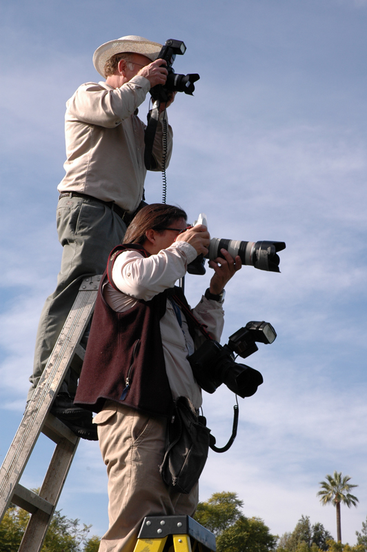 Lucasfilm and AP photographers labor on ladders