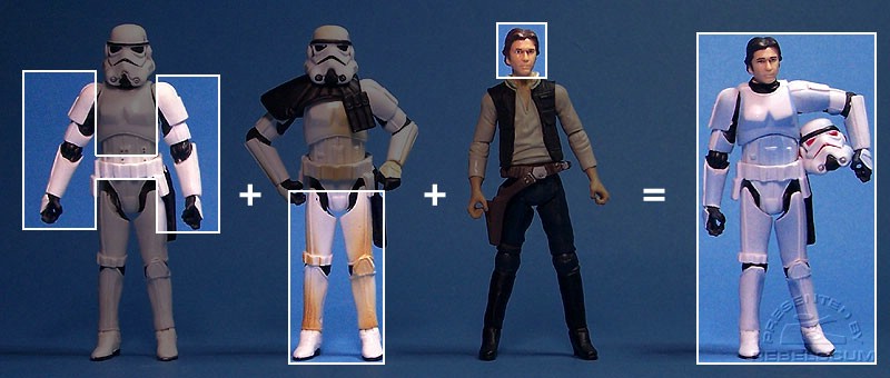 The parts used to make this version of Han Solo